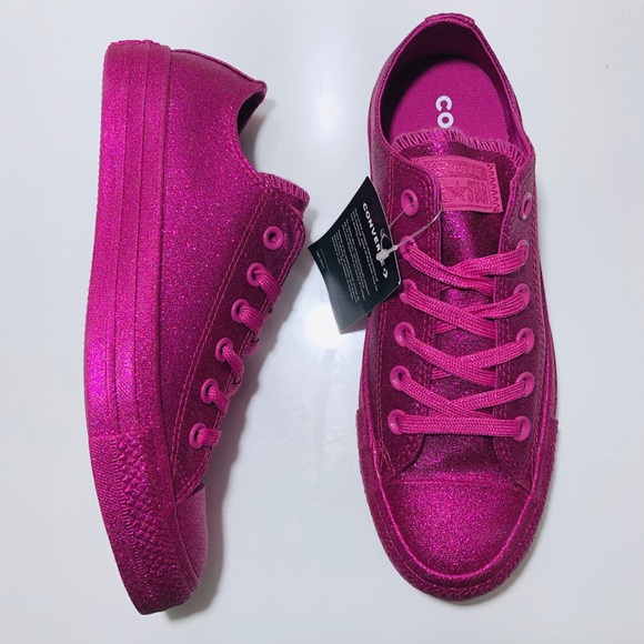 Converse Ctas Low Top Fuchsia Red Glitter NWT - Picture 6 of 8